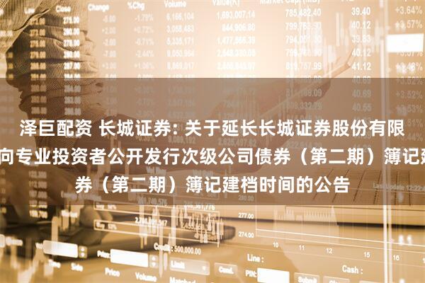 泽巨配资 长城证券: 关于延长长城证券股份有限公司2025年面向专业投资者公开发行次级公司债券(第二期)簿记建档时间的公告